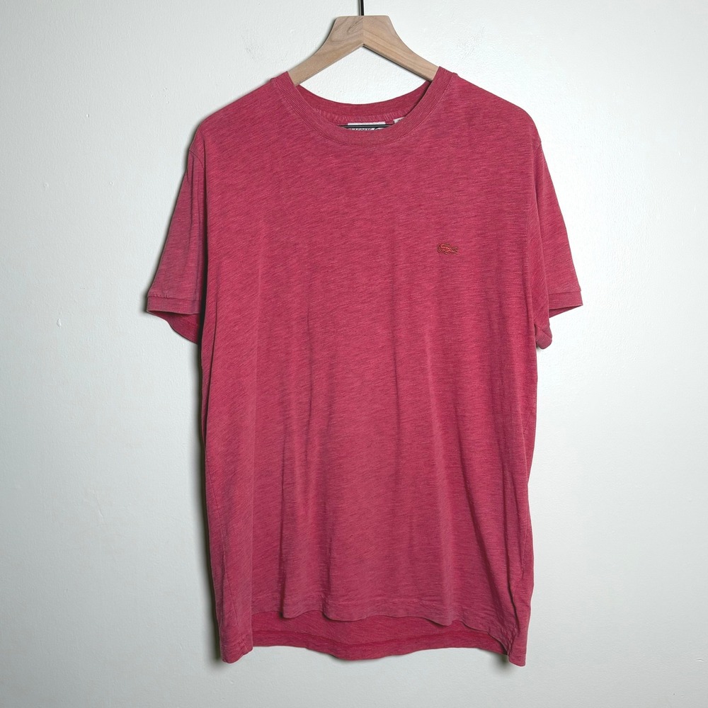 Lacoste Mens Regular Fit Heather Red Slub Cotton Blend T-Shirt FA10616 Size US L